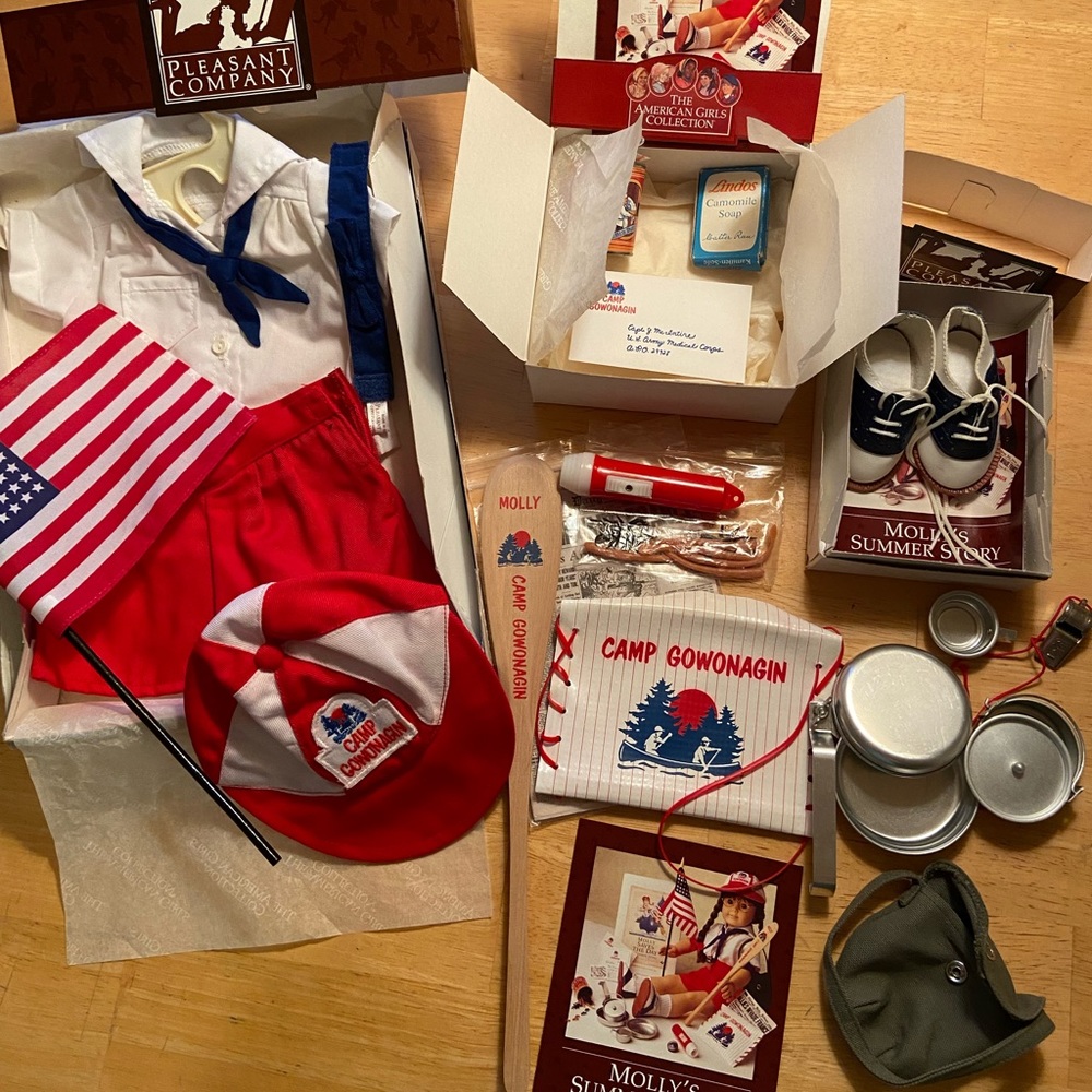Molly McIntire Camp Gowonagin Uniform, saddle shoes camping equipment